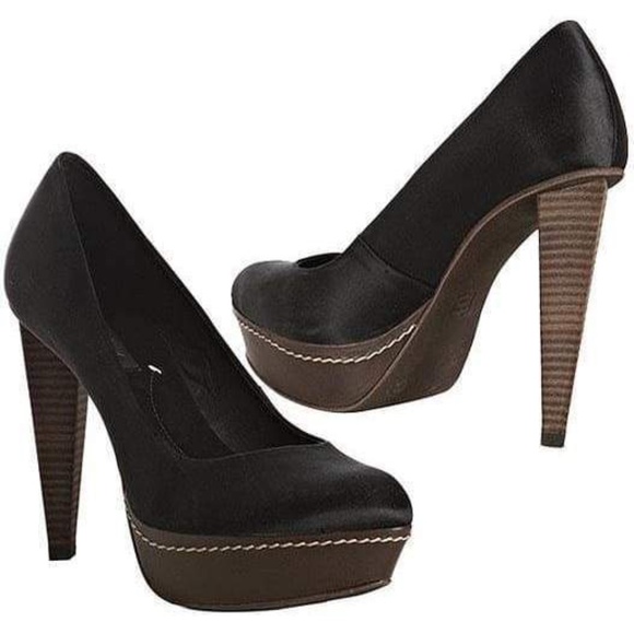 BCBGMAXAZRIA Diva Black Satin Platform Pump - Picture 1 of 1